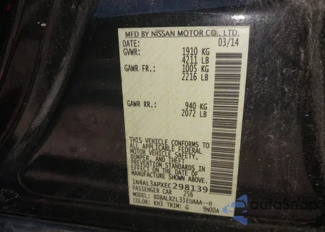 2014 Nissan Altima 2.5 S from USA, damaged, VIN 1N4AL3APXEC298139